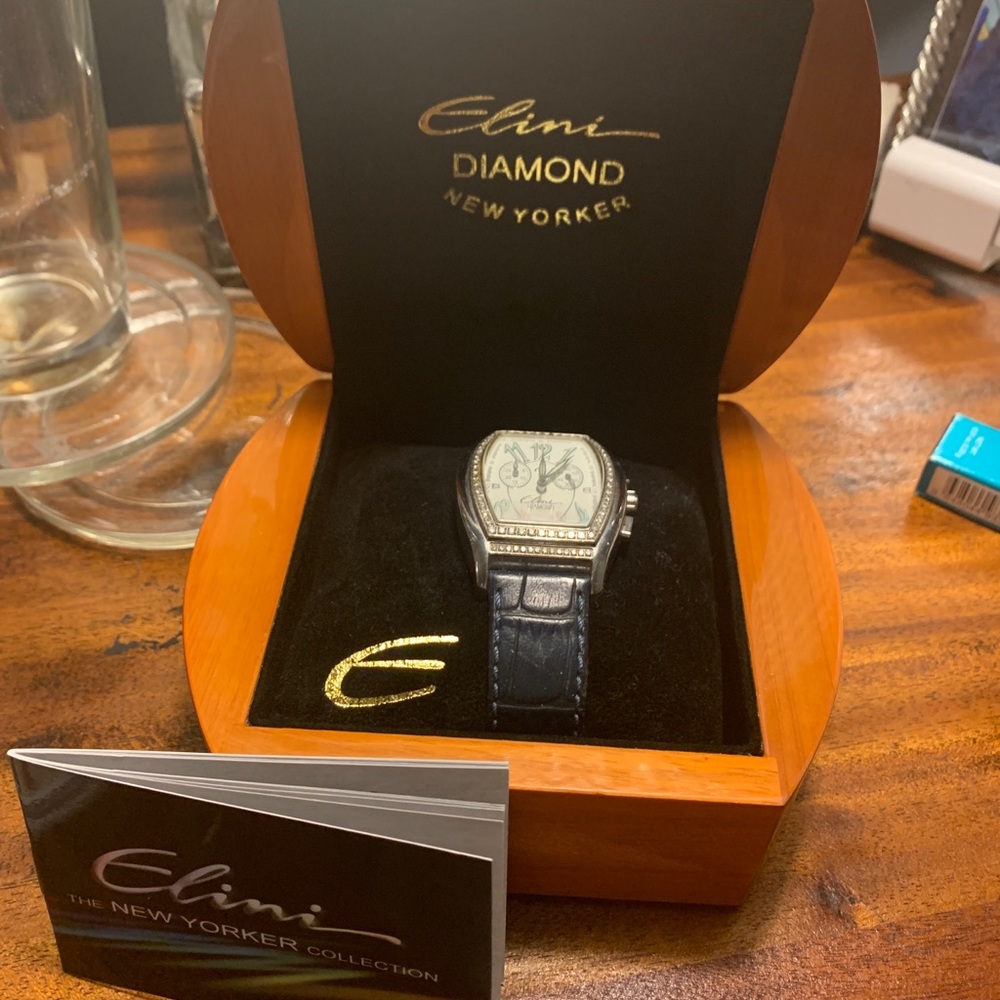 Ladies SS Elini NY XL chronograph w Diamond Bezel